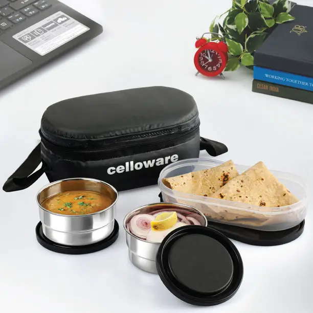 Cello 3-Container Tiffin Lunch Box for Office and School – Min 40% Off