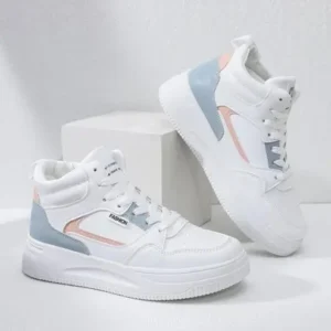 Party Wear Stylish College Casual Sneakers Shoes Sneakers For Women (Grey, White , 5)
