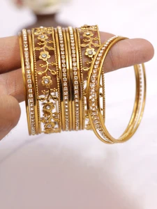 Metal Stone Alloy Zircon Bangle Set Pack of 14 – Special Price