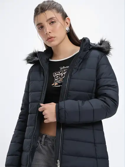 Women's navy solid jacket