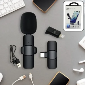 Live Streaming Clip on Microphone for Type-C & for iPhone with Charging Mini Wireless Lapel Collar Microphone