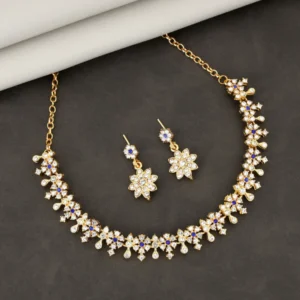 Diamond-Look Floral Choker Necklace