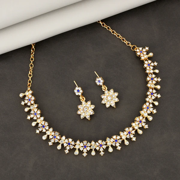 Diamond-Look Floral Choker Necklace