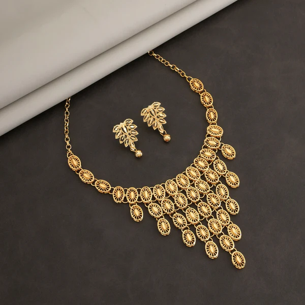 Designer Gold-Plated Filigree Necklace - Image 2
