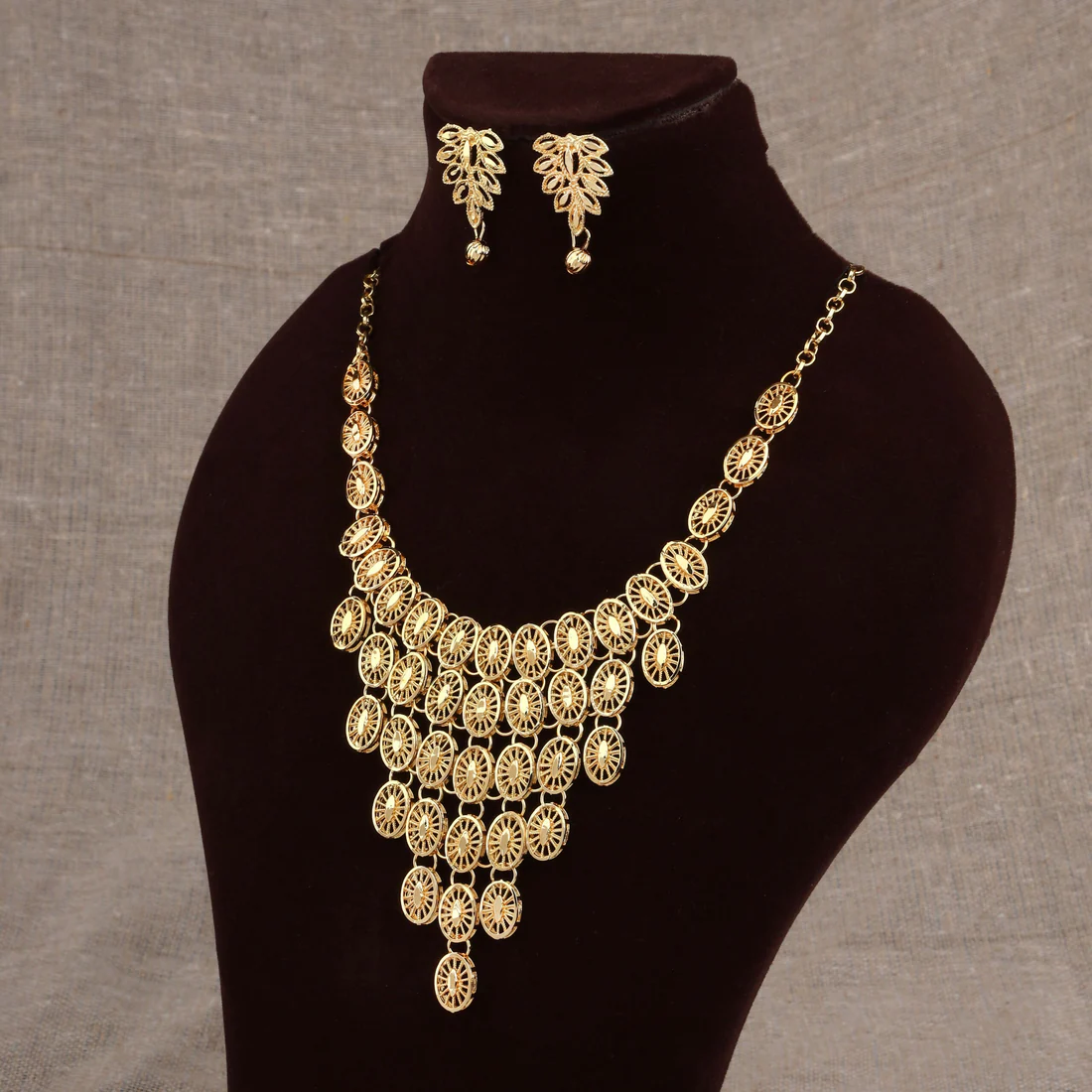 Designer Gold-Plated Filigree Necklace