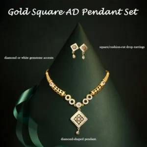 Gold Plated Square Pendant Necklace